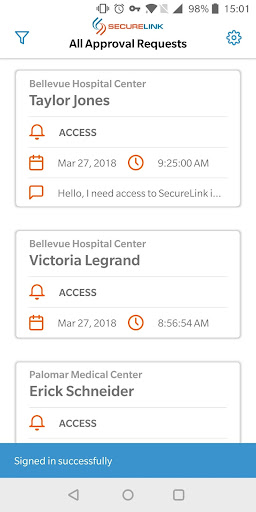 SecureLink Enterprise Approver Screen 2