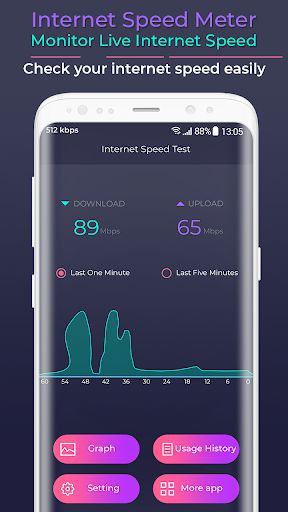 Android application Internet Speed Meter & Monitor screenshort