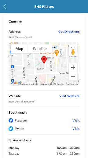 Android application EHS Pilates screenshort