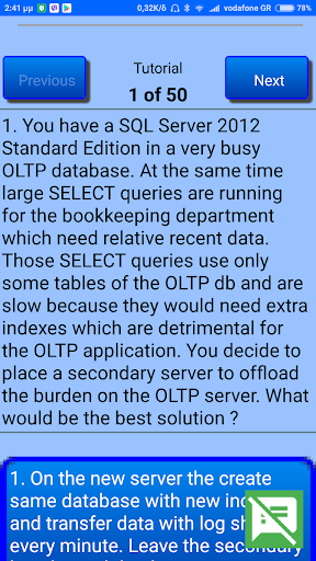 Android application SQL 70-462 Demo screenshort