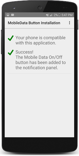 Install the MobileData button Screen 2