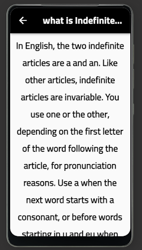 Android application indefinite articles screenshort