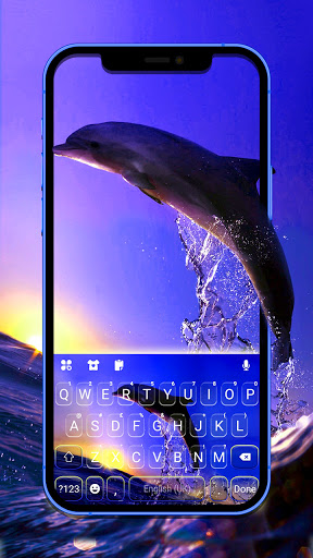 Android application Sunset Dolphin Keyboard Backgr screenshort