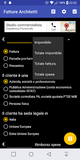 Fatture Architetti Screen 2
