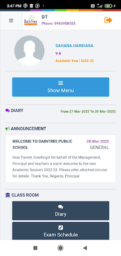 DainTree Public School Screen 2