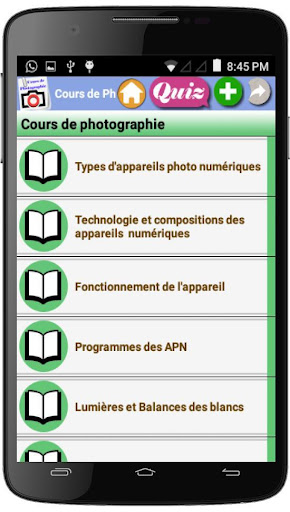 Android application Cours de photographie screenshort