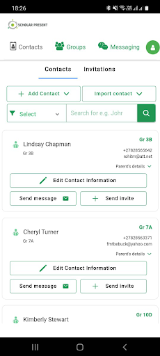Android application Scholar Present screenshort