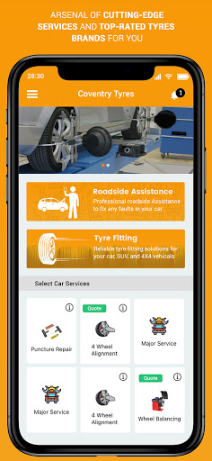 Android application Coventry Tyres screenshort