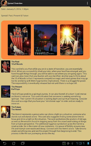 Screenshot of The Journey into Egypt Tarot