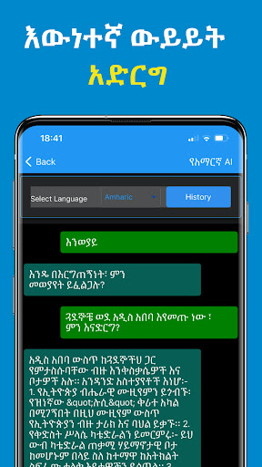 Amharic AI : Amharic Chatbot Screen 2