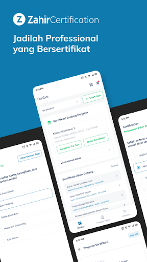 Android application Zahir Certification screenshort
