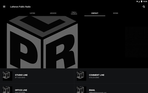 Screenshot of Lutheran Public Radio