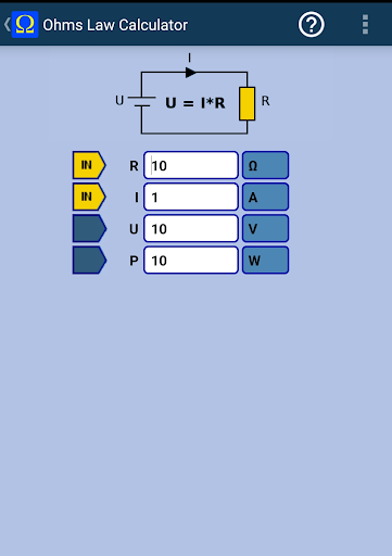 Android application Ohm's Law Calculator screenshort