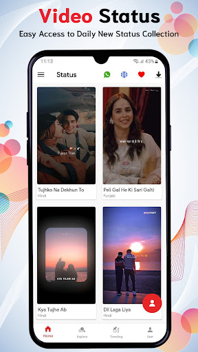 Android application Full Screen Video Status screenshort