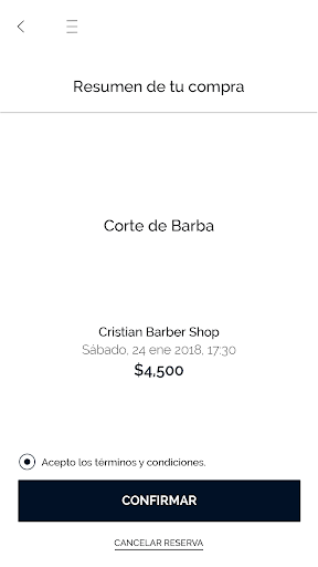 Android application Madera Barber Shop screenshort