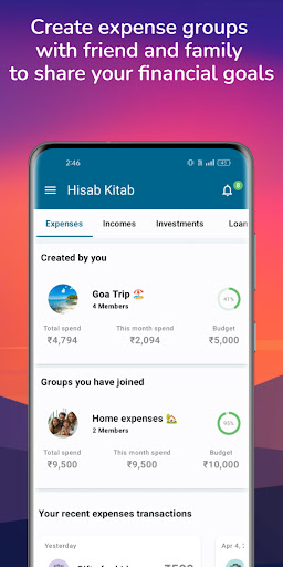 Android application Hisab Kitab screenshort
