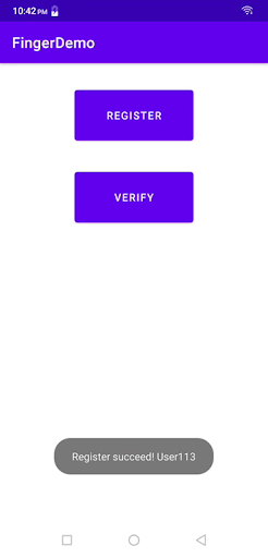 Touchless FingerID SDK Screen 2