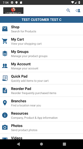 Android application Cape Electrical Supply screenshort