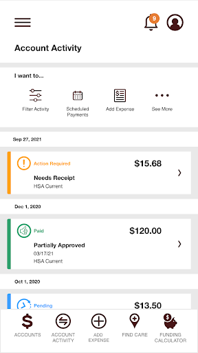 Android application BMA Health Spending Account screenshort