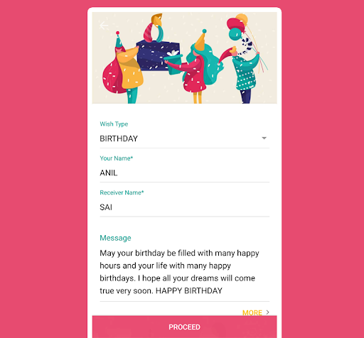 Smart way to send wishes. Screen 2