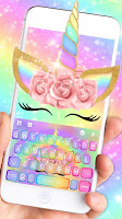screenshot of Rainbow Pink Rose Unicorn Keyboard Theme