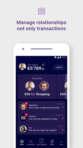 Android application OneFor - Transfert d'argent in screenshort