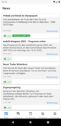 Android application Sportmedizin-Kurse screenshort
