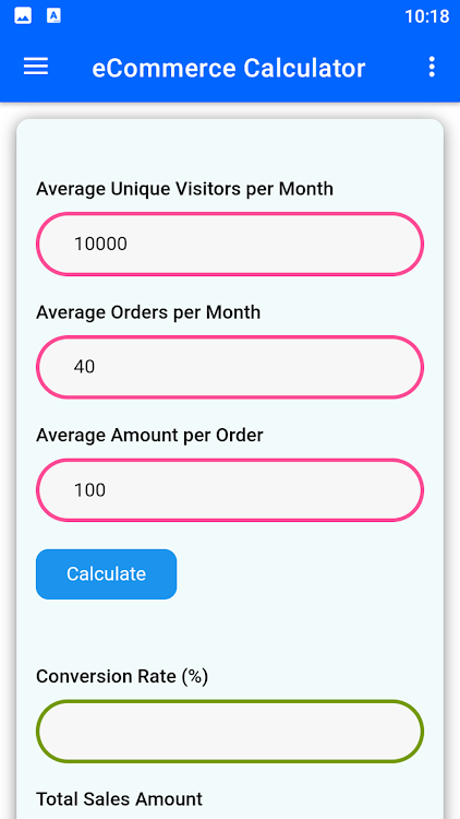 E-commerce Calculator - 10 - (Android)