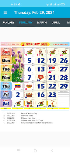 Android application Malaysia Calendar screenshort