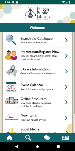 Android application Milton Public Library screenshort