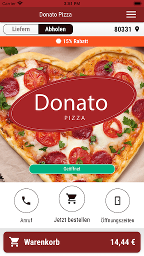 Android application DONATO Pizza screenshort