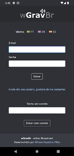 Android application wGravBr screenshort