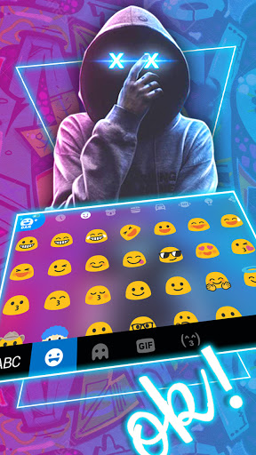 Neon Mask Man Keyboard Backgro Screen 3