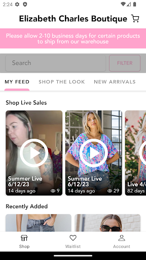 Android application Elizabeth Charles Boutique screenshort