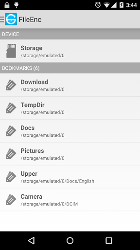 Android application FileEnc - file encryption screenshort