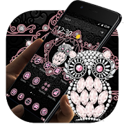 Pink Black Glitter Owl Theme  Icon