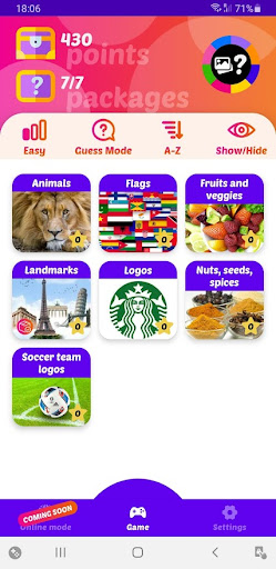 Android application PicQuiz screenshort