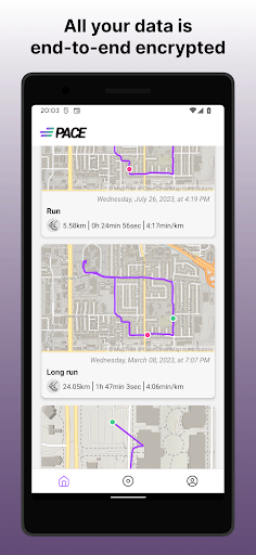 Android application PACE: Private Fitness Tracker screenshort