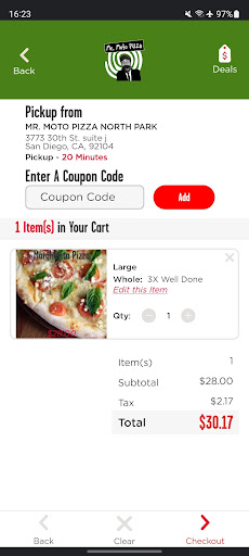 Screenshot of Mr. Moto Pizza
