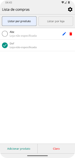 Visualização do aplicativo