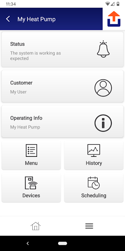 Android application myUplink PRO screenshort