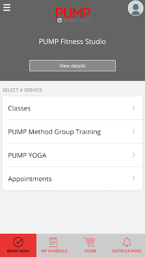 Android application PUMP Fitness Studio screenshort