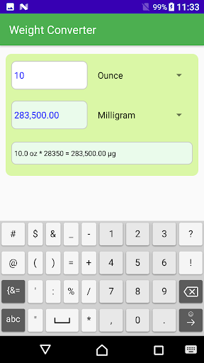 Weight Converter Screen 3