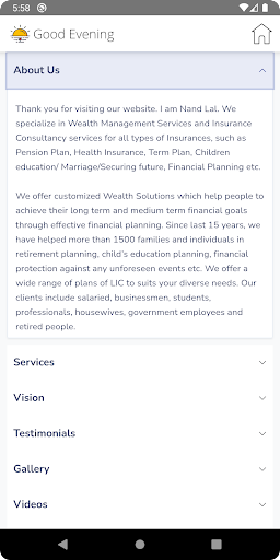 Nand Insurance Services Screen 2