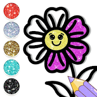Cute Flowers Coloring and Drawing Pages Glitter