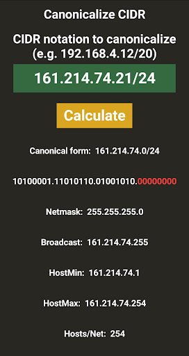 Canonicalize CIDR notation Screen 3