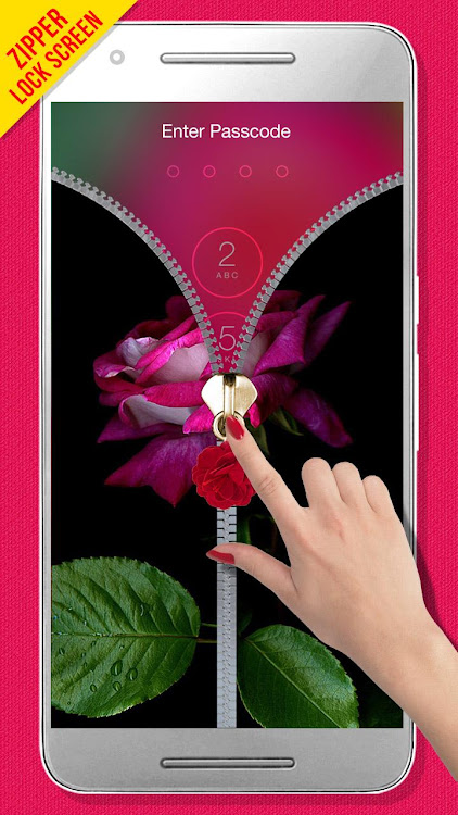 Pink Rose Zipper Lock Screen - 4.0 - (Android)