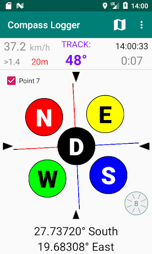 Android application Compass Logger screenshort
