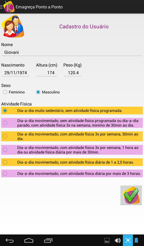 Android application Emagreça Ponto a Ponto screenshort