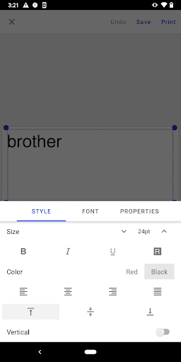 Brother iPrint&Label Screen 3